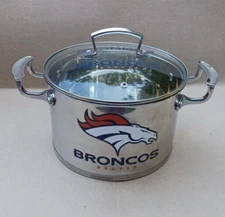 NFL Football Denver Broncos Stainless Steel 5 Qt Stew Soup Stock Pot Rare