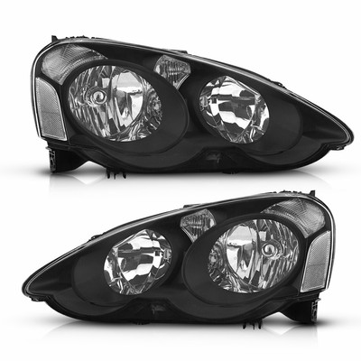 For 02-04 Acura RSX DC5 Replacement Headlights Lamps Left+Right Black Clear EAW