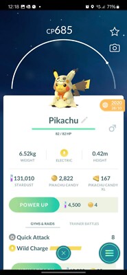 Pokémon GO - Pikachu mit seltenem Kostüm und Hut.  mögliches Glück aus Tausch