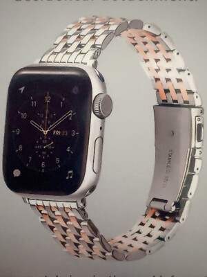Royal Tech Silver/Rose Gold Bling Band + Links Adjust Tools Apple 38/40/41MM NIB