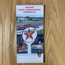 Texaco Map Maine New Hampshire Vermont Manchester 1963 Gas Oil Advertising