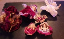 Lot of 6 VIntage Porcelain Doll Baby Heads Small Body Christmas Holiday Deco