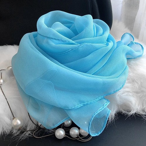 Women Long Soft Chiffon Scarf Sheer Plain Wrap Shawl Large Stole Neck Scarves - Picture 22 of 34