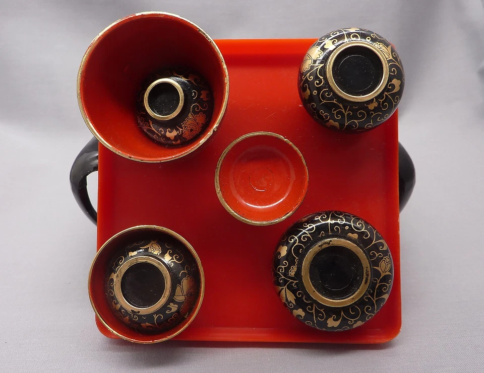 Muñeca Japonesa Hinamatsuri Kakebanzen Mesas Miniatura Set Plástico Negro-12 Piezas Foto 3 de 4