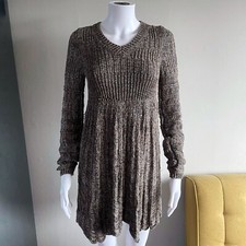 Chloé FW08 Phoebe Philo Dark Brown Silk Blend Long Sleeve Indie Dress