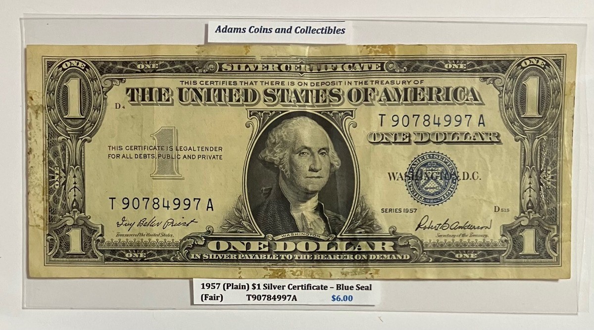 絵画 No,1 1957 U.S. $1 Silver Certificate Bank Note w/Blue Seal - Washington