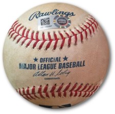 Hyun-Jin Ryu Game Used Baseball 8/2/14 - Fly Out Ryan Sweeney Dodgers HZ162287