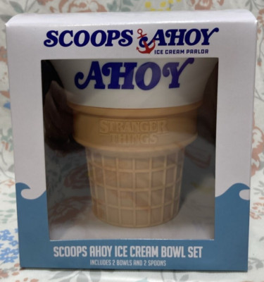 Stranger Things Scoops Ahoy Ice Cream Bowl Set 2 Bowls/Spoons 2023 Sealed New