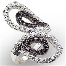 32518 - High-Polished 925 Sterling Silver Ring with AAA Grade CZ in Amethyst
