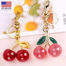New Cherry Bag Purse Charm Keychain Glitter Resin Handbag Accessories Red Apple