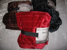 Luxury Reversible Faux Fur Throw Blanket 50x60 Soft Cozy Warm NEW 