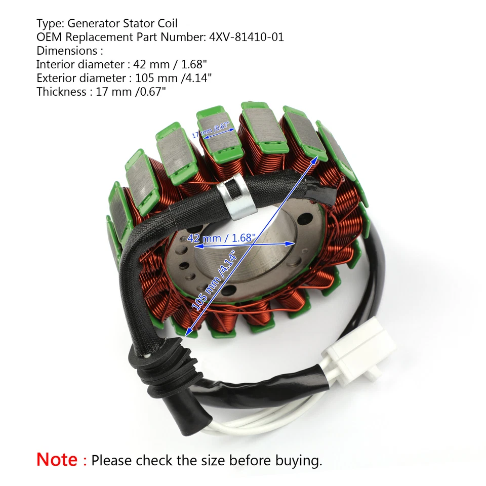 Stator Generator Fit for Yamaha YZF-R1 YZF R1 YZFR1 1998 1999 2000 2001 UE Foto 2 de 4