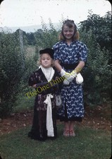 Girls Formal Dresses Fashion Americana 1940s 35mm Slide Red Border Kodachrome