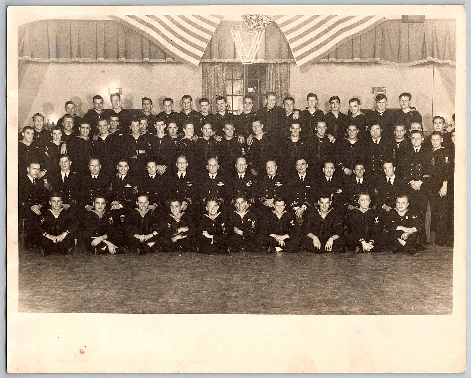 Vintage US Navy Submarine Crew Photo Sailors Officers Wisconsin