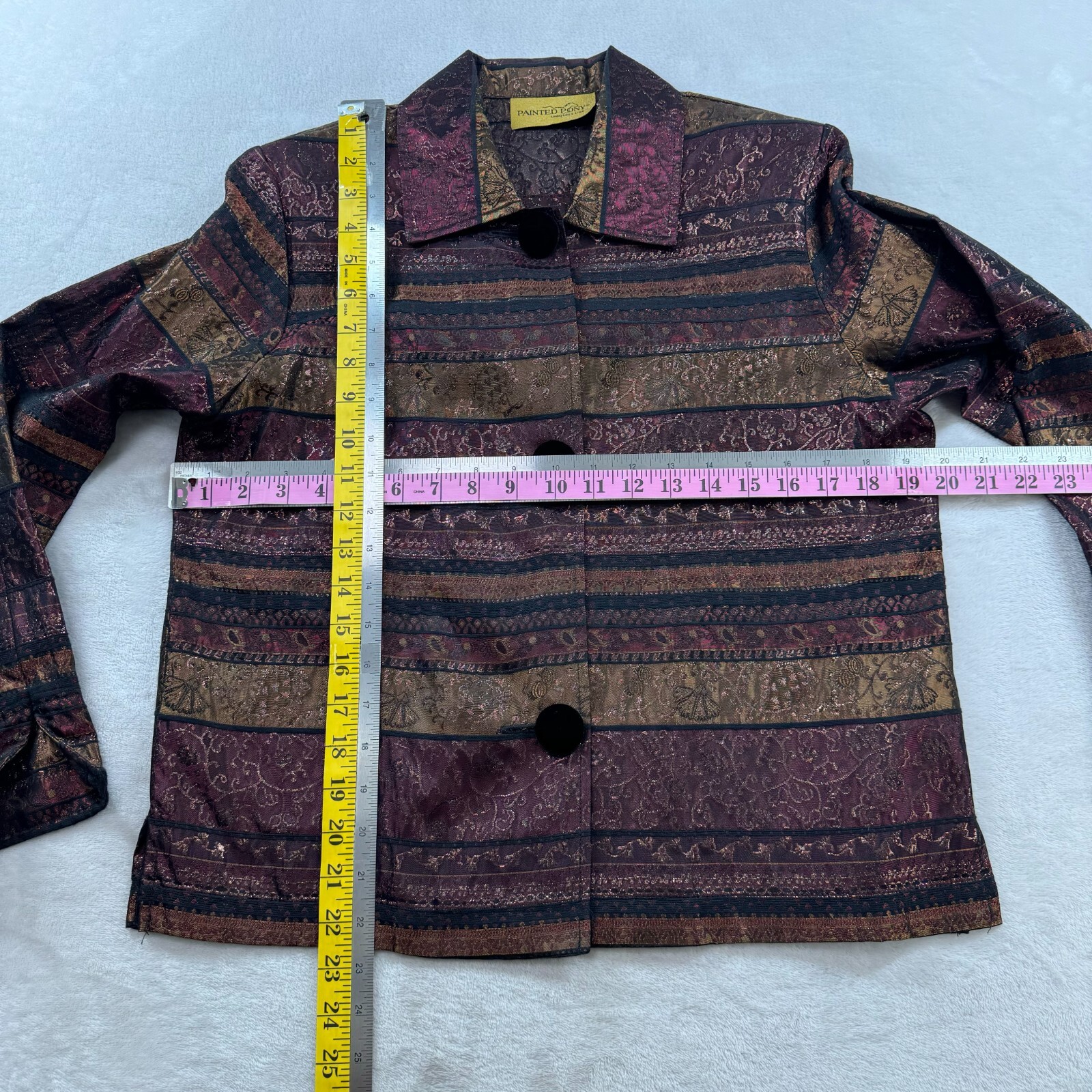 Giacca floreale pony dipinta taglia: XS? (Etichetta senza taglia vedi foto per misure)