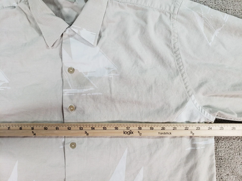 Cutter & Buck Mens Short Sleeve Button Up Shirt Large Beige Sailboat - Image 4 of 4