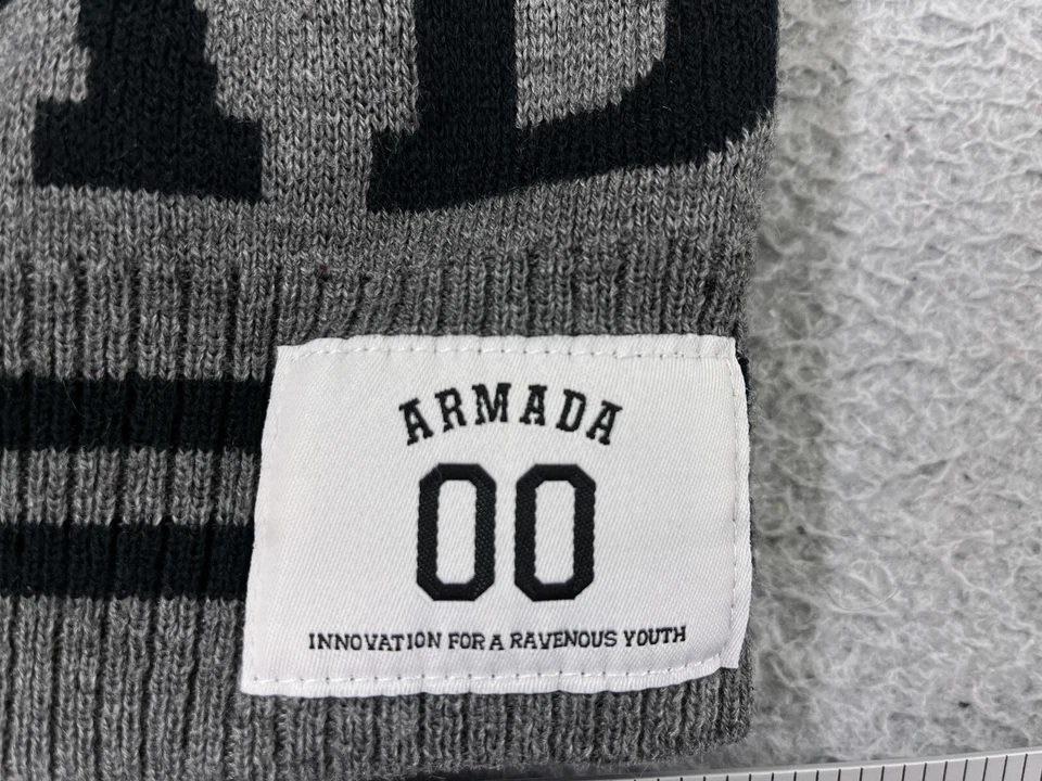 Armada Esquís Gorro Toque Adulto Talla Única Gris Negro Tejido 100% Acrílico Pom Nieve Foto 2 de 4