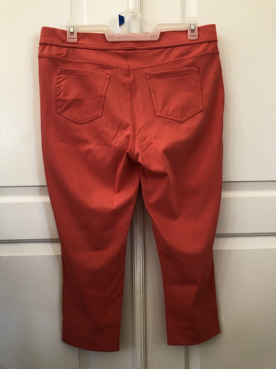 New Time & Tru Womens Capri Pants Orange Pullon Knit Pockets Stretch  XXXL/3XL