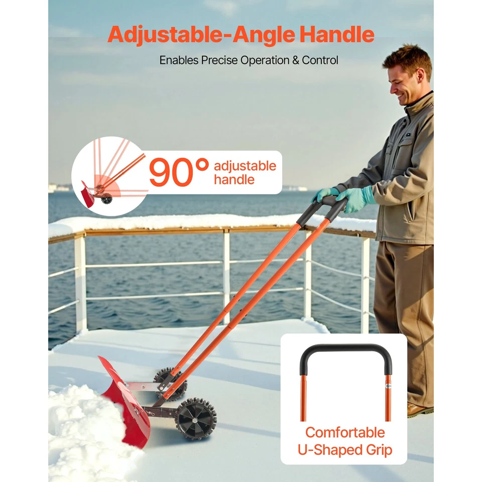 Snow Shovel with Wheels 37.8" Plastic Snow Removal Pusher Snow Plow for Driveway - Image 4 of 4