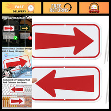 2 Pack Reflective Directional Arrow Signs - 12"x6" Red Aluminum Traffic Markers