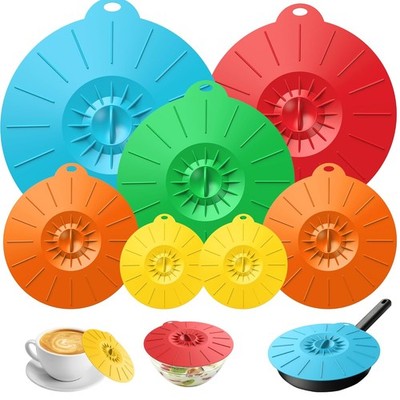 Silicone Microwave Splatter Cover Set 7 Pack Reusable Heat Resistant Lids