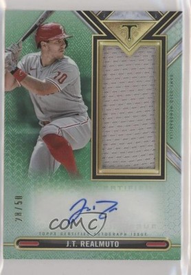 2021 Triple Threads Single Jumbo Relics Emerald 28/50 JT Realmuto Auto 0g27