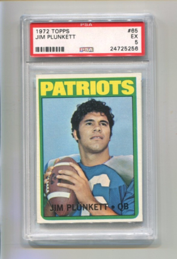 1972 Topps - JIM PLUNKETT - Rookie Card #65 - NEW ENGLAND PATRIOTS PSA 5