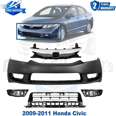 Front Bumper Cover & Grille Assembly kit For 2009-2011 Honda Civic