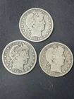 Barber Half Dollar Group 1910 - 1907 O - 1908 O 50 Cents 90% Silver Coins