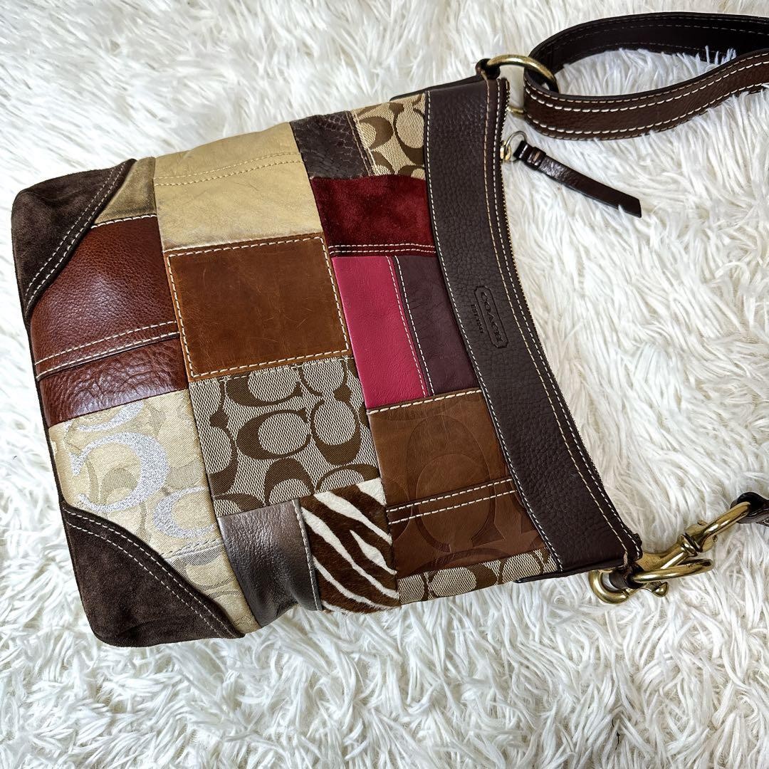 COACH Harako Leopard Patchwork Shoulder Bag Multi… - image 8