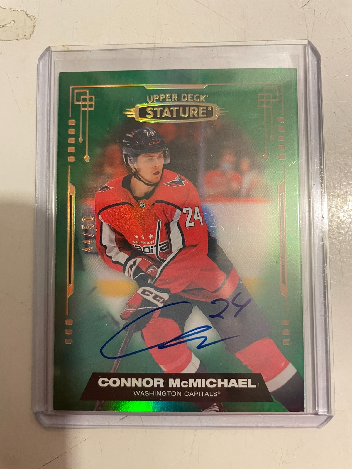 2021-22 Upper Deck Stature #79 Connor McMichael AUTO GREEN #'d 44/50
