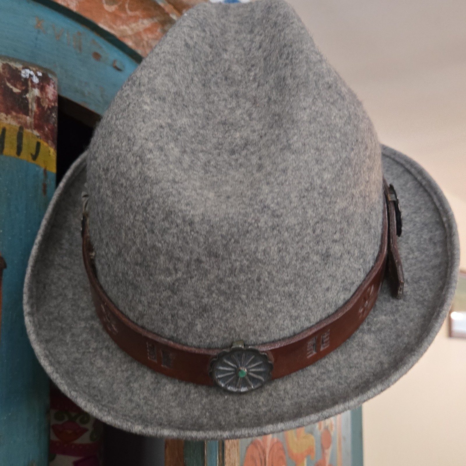 Pendleton Wool Fedora Hat Gray Western Navajo Ste… - image 3