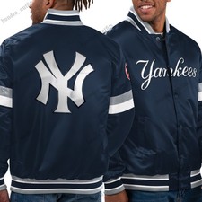1990's NY Yankees Vintage Varsity Jacket Blue Satin Bomber Style Varsity Jacket