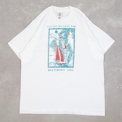 Vintage Baltimore Sailing Single Stitch Graphic T-Shirt XL Herren weiß Location