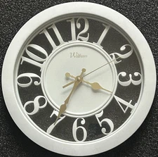 Vintage Waltham Skeleton Quartz Wall Clock • Off White • 11” • Works Perfect