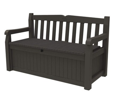 Solana 70 Gallon Storage Bench Deck Box for Patio Furniture, Front Porch Deco...