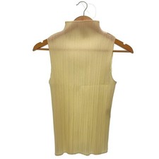 PLEATS PLEASE Sleeveless Blouse ISSEY MIYAKE Polyester Size 4 ivory