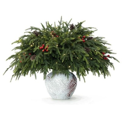20-Piece Set 23'' Christmas Norfolk Pine Branches with Lights - Battery Operat...