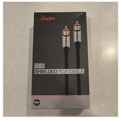Rocketfish Shielded RCA Cable 15 ft Gold Plated 22 AWG In-Wall Rated Black