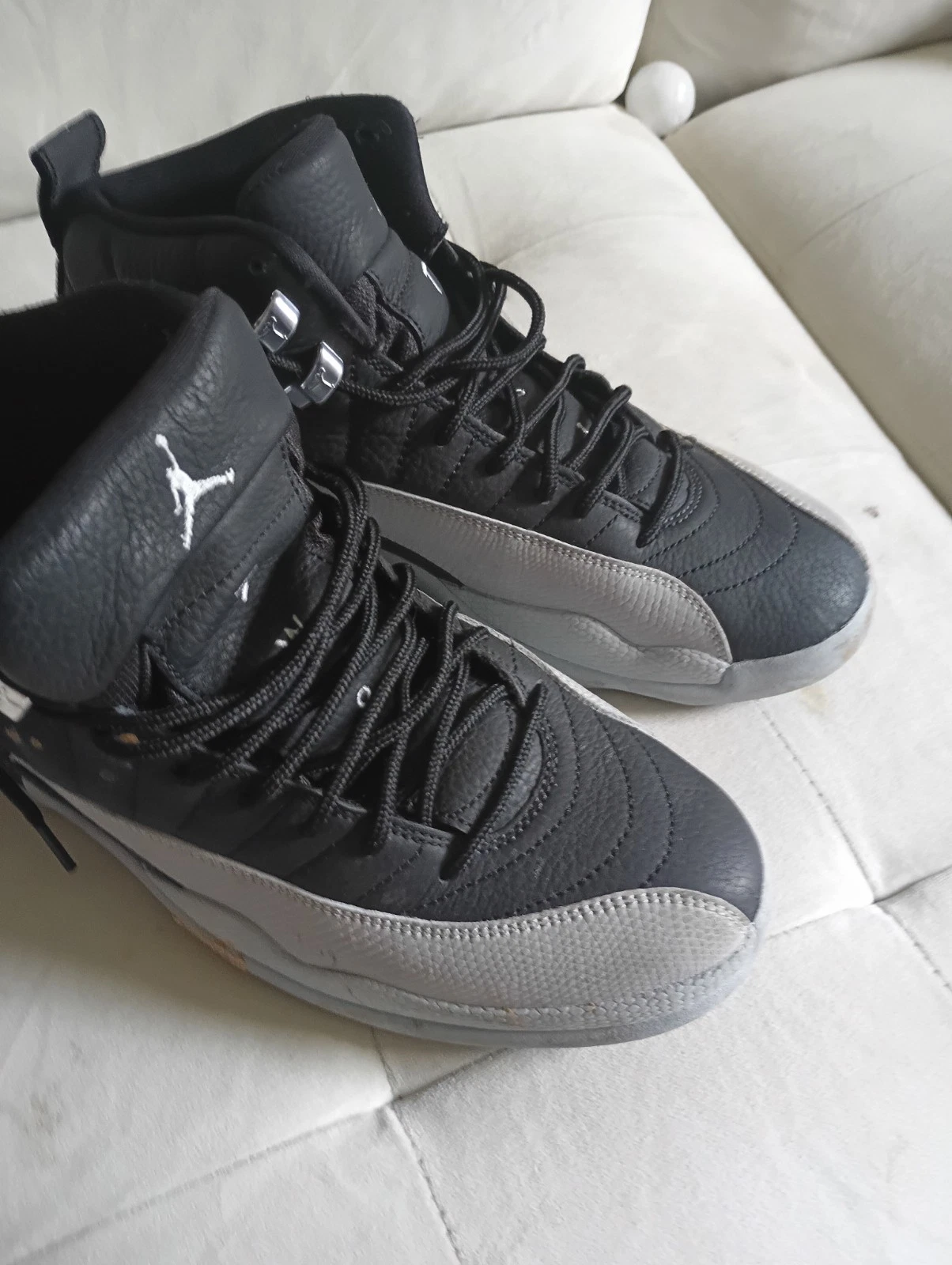 Jordan 12 Wolf Grey 8 Adulto Ottime Condizioni Tendente Autentico Donna Uomo Teen