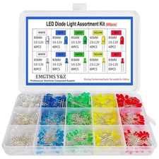 600Pcs 3Mm & 5Mm LED Diode Assortment Kit - 5 Colors (White/Red/Blue/Green/Yello