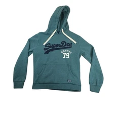 Superdry Vintage Logo Hoodie Men’s Large Heather Green Fleece Pullover