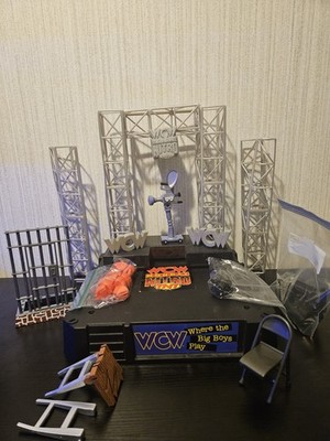 WCW Monday Nitro Arena Playset 1999 Wrestling Stage Incomplete Parts Repair Lot