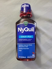 Vicks NyQuil Cold & Flu Nighttime Relief Liquid Cherry - 12oz Exp  2/27