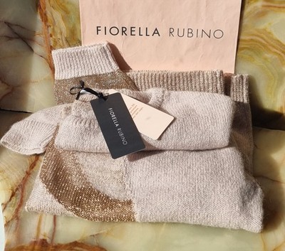 Ein luxuriöser glamouröser Pullover von Fiorella Rubino aus goldenem Netz mit Metallic-Fäden