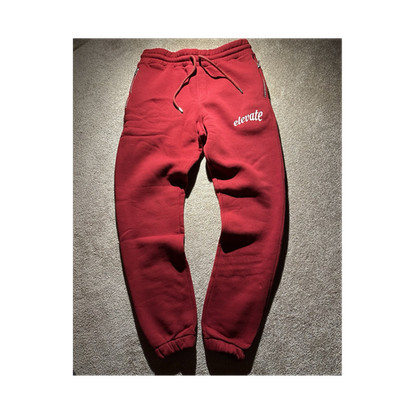 Elevate Damen Jogginghose Rot M mit Reißverschlusstaschen Tapered Regular Fit