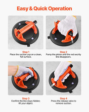Vacuum Suction Cup, 8-Inch Vacuum Glass Lifter with ABS Handle, 400 lbs Max L...