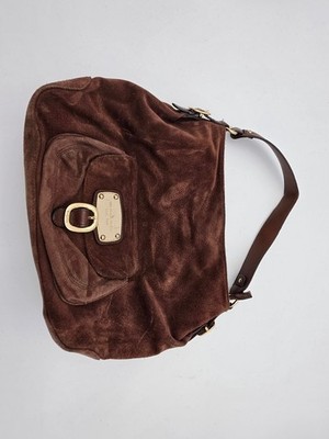Michael Kors Hudson Downtown Brown Suede Leather Hobo Shoulder Bag Vintage Y2K
