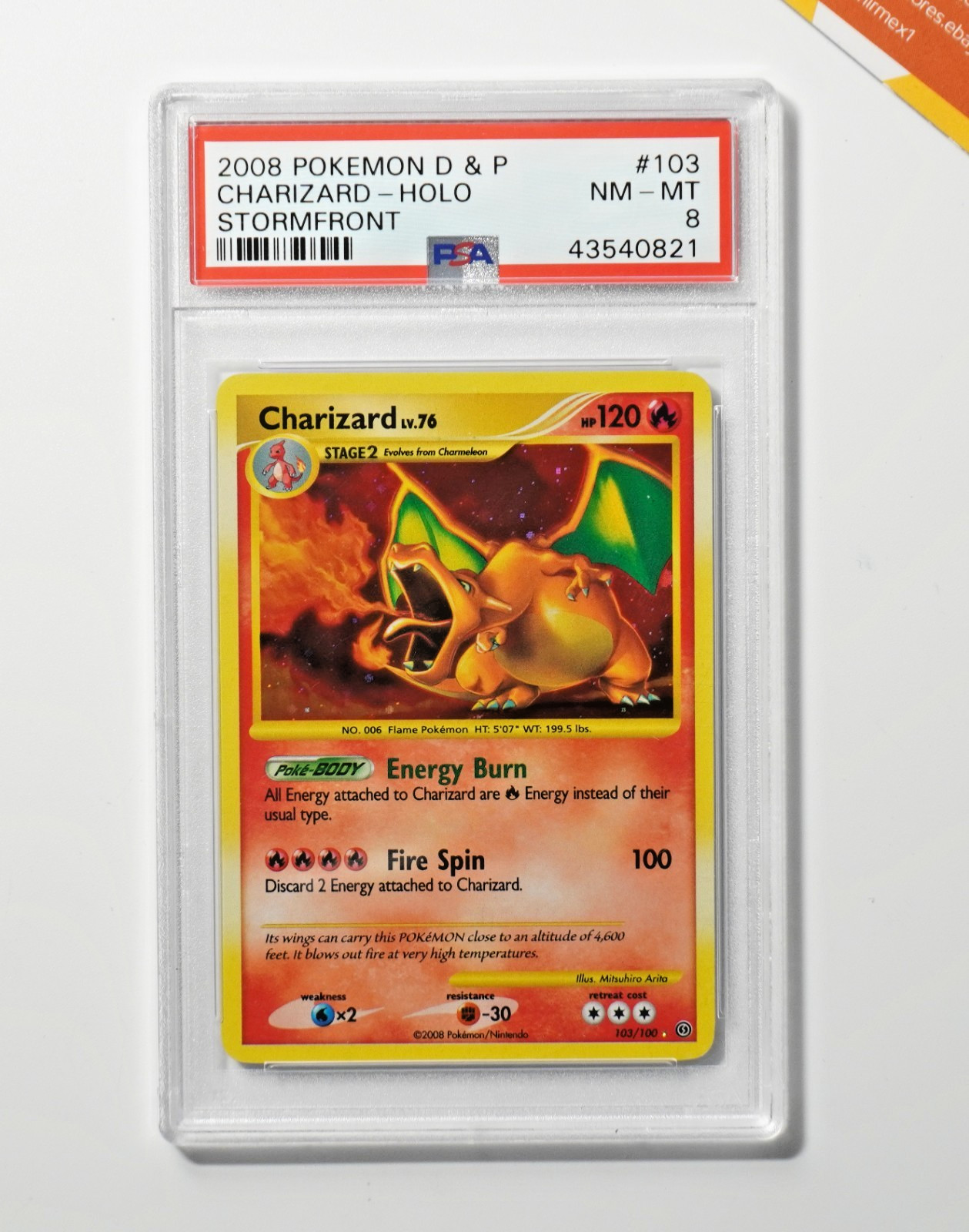 Pokemon PSA 8 Charizard #103 Holo Stormfront D & P 2008 English