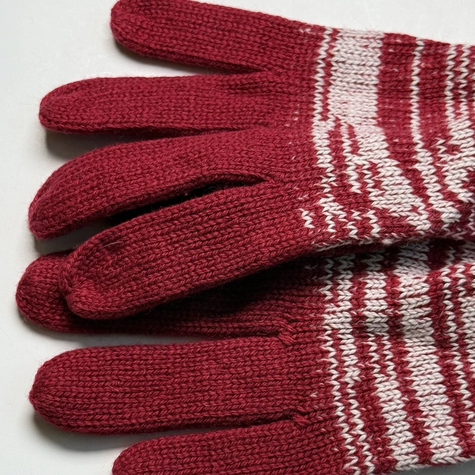 GUANTES DE PUNTO MEZCLA LANA DE BANCO ROJO BLANCO UNISEX OS NUEVOS CON ETIQUETAS Foto 4 de 4